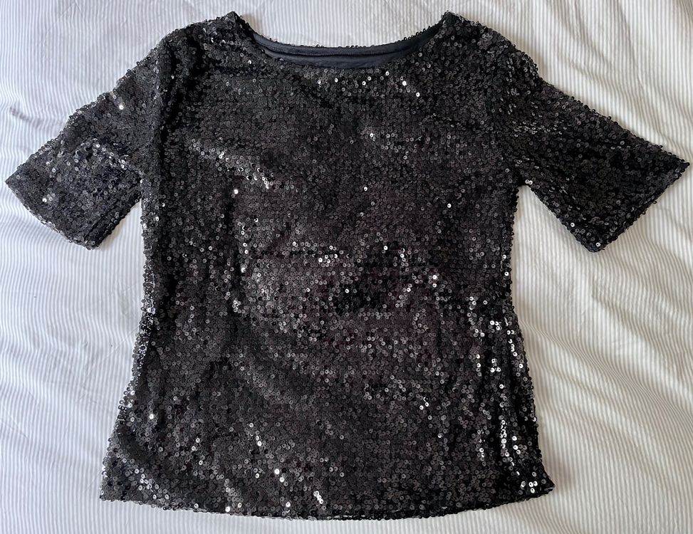 Maglia in pizzo con paillettes nera Jadea 4450