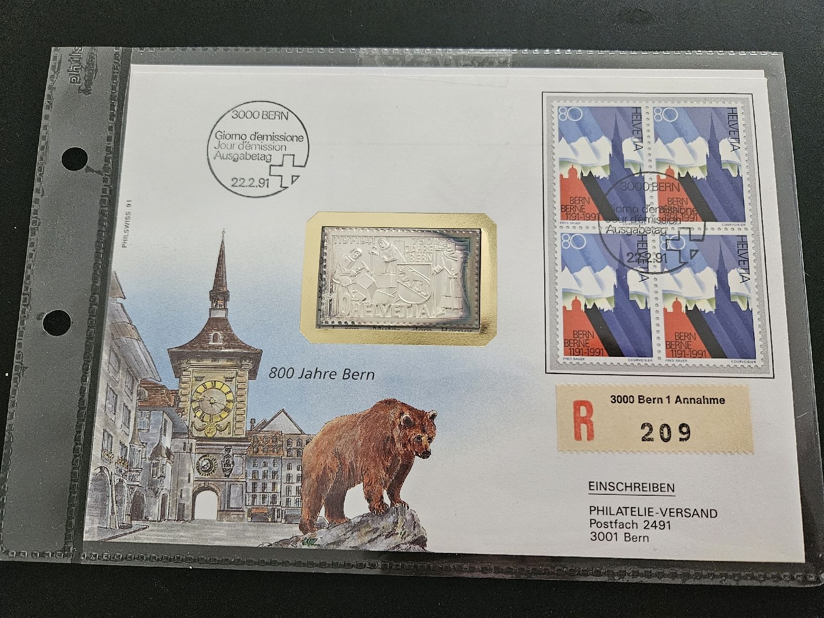 Tutti le monete: Silber-Münzbrief "800 Jahre Bern" – Usato da Winterthur venduto da ManuM88