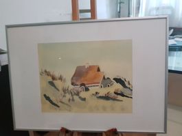 Original Aquarell - "Haus in den Dünen"