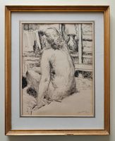 Tableau "femme nue" Ferdinand Maire 1947 artiste Suisse