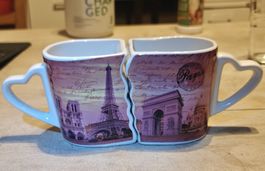 Herz Tassen Paris Set 2 teilig neuwertig