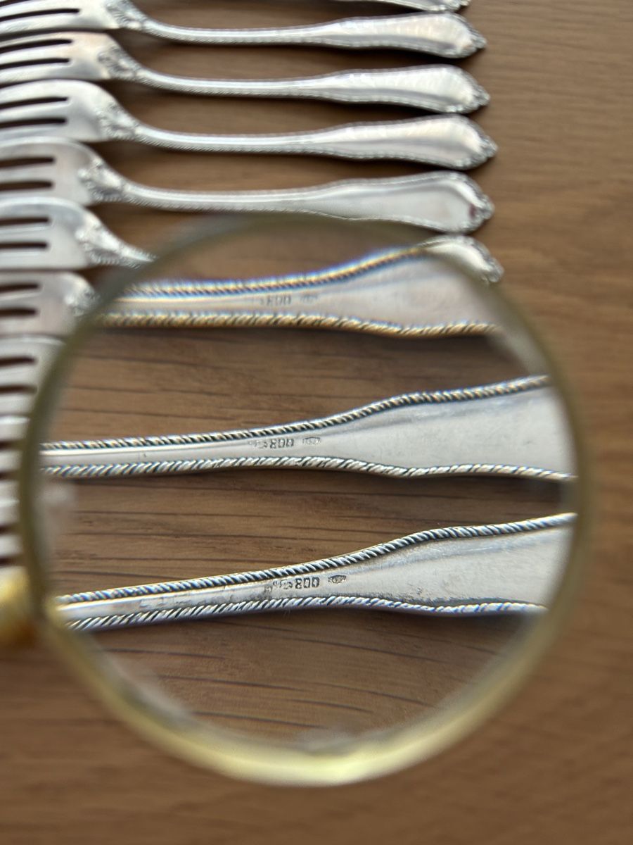 Forchette: 12 forchette antiche Argento 800 con decorazione – Usato da S. Antonino venduto da LIKA91 1
