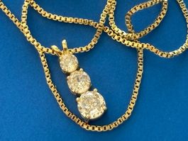 Luxus Elegante Zirkonia Kette Farbe : Gold /weiss