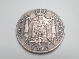 🇮🇹 Napoleon 5 Lire 1808 M KM#10.1 Silber 24.57g