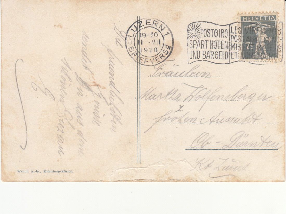 Ansichtskarten: Luzern 1920 – Gebraucht aus Bürglen TG von StampGraf 1