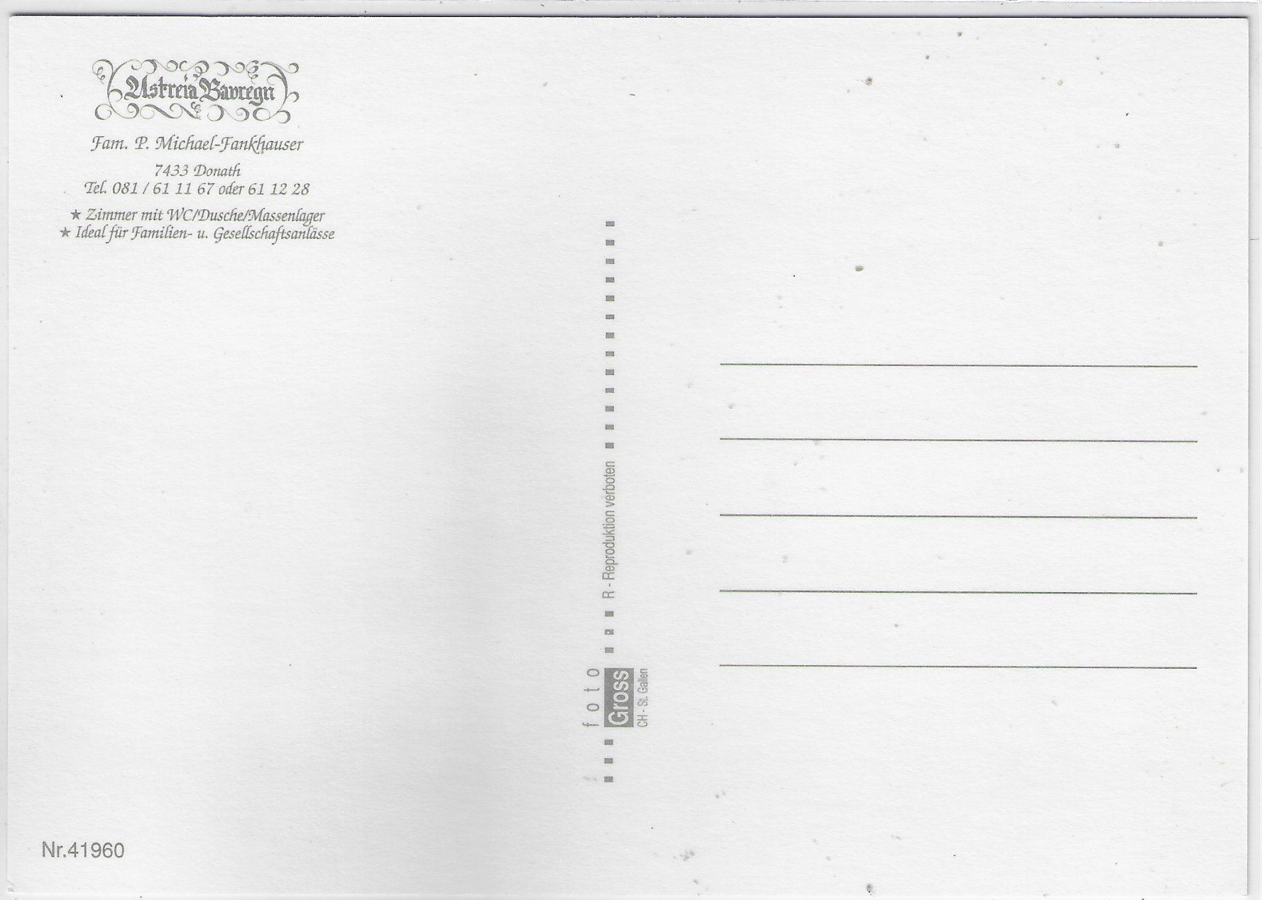 Cartoline postali: Hotel Ustreia Bavregn - Donath – Usato da Ettingen venduto da Kartenplanet 1