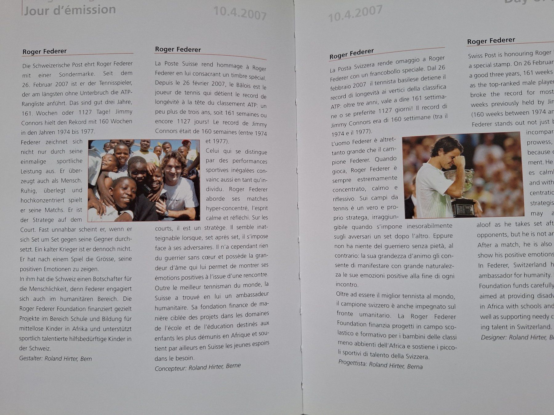 Tutti i francobolli: Timbre spécial Suisse 2007 - Roger Federer & Bouvier! – Nuovo e nell'imballaggio originale da Onex venduto da adr_fg5g 3