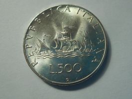 1966 R   500 Lire  silber  unz/stgl