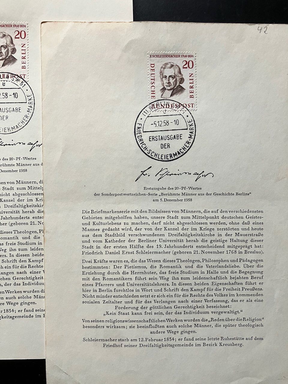 Tutti i francobolli: Berlin 1958 - Portraitmarken auf Blatt – Usato da Nesslau venduto da zueri6 4