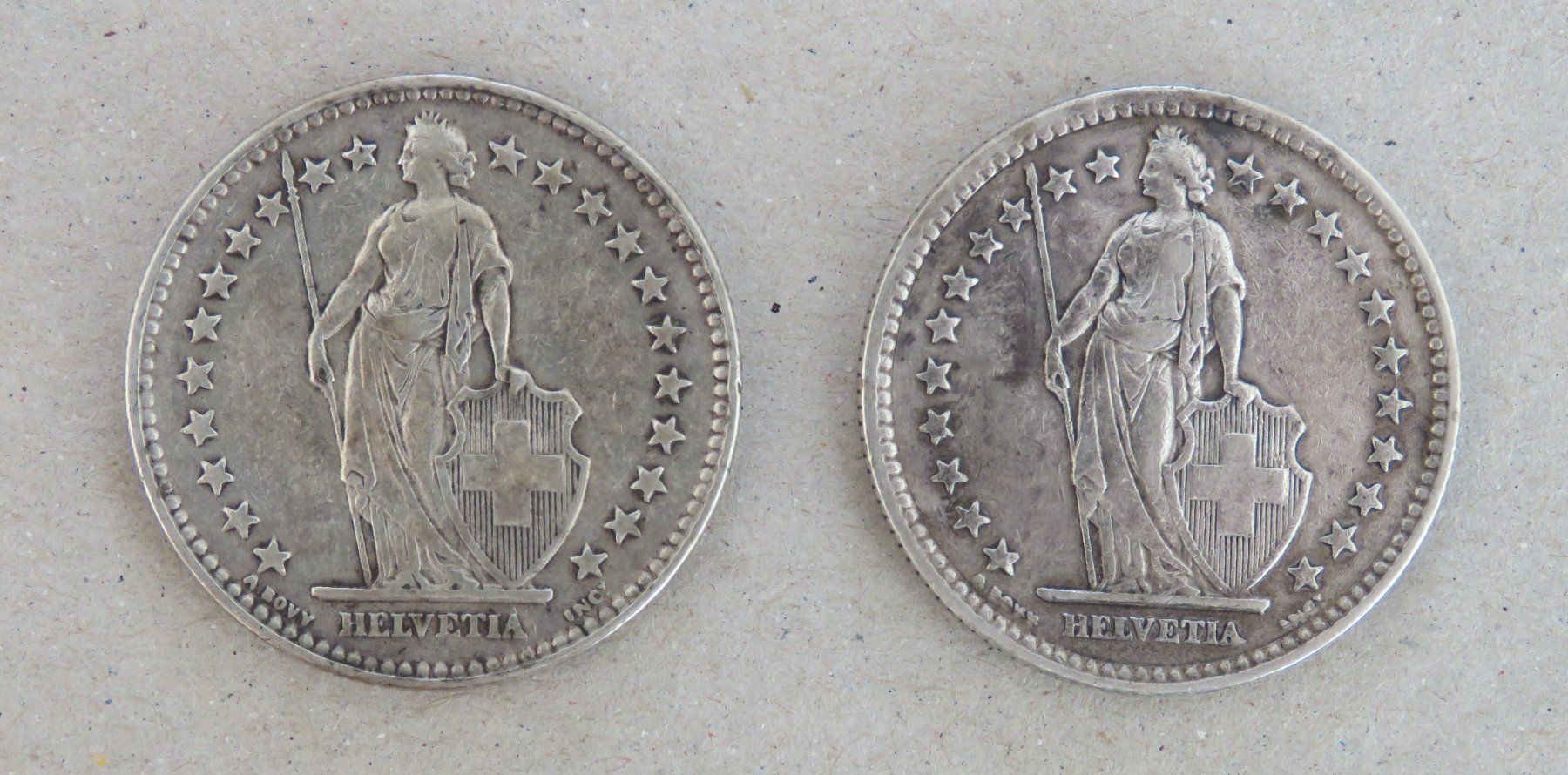 Alle Münzen: 2 mal Fr. 2.-  1932 und 1939 Silber – Gebraucht aus Kreuzlingen von Koi4 1