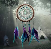 Schöner Traumfänger ohne Licht | Dream-Catcher türkis/violet