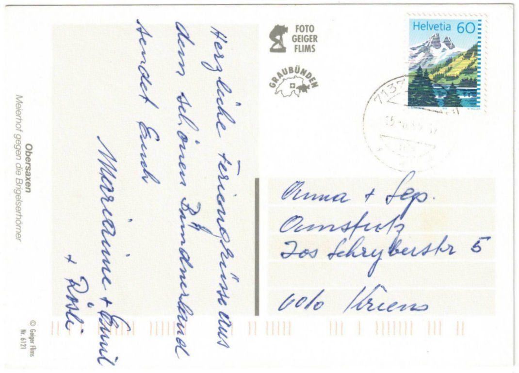 Cartoline postali: Obersaxen - Skilift – Usato da Binningen venduto da Mountainrider 1