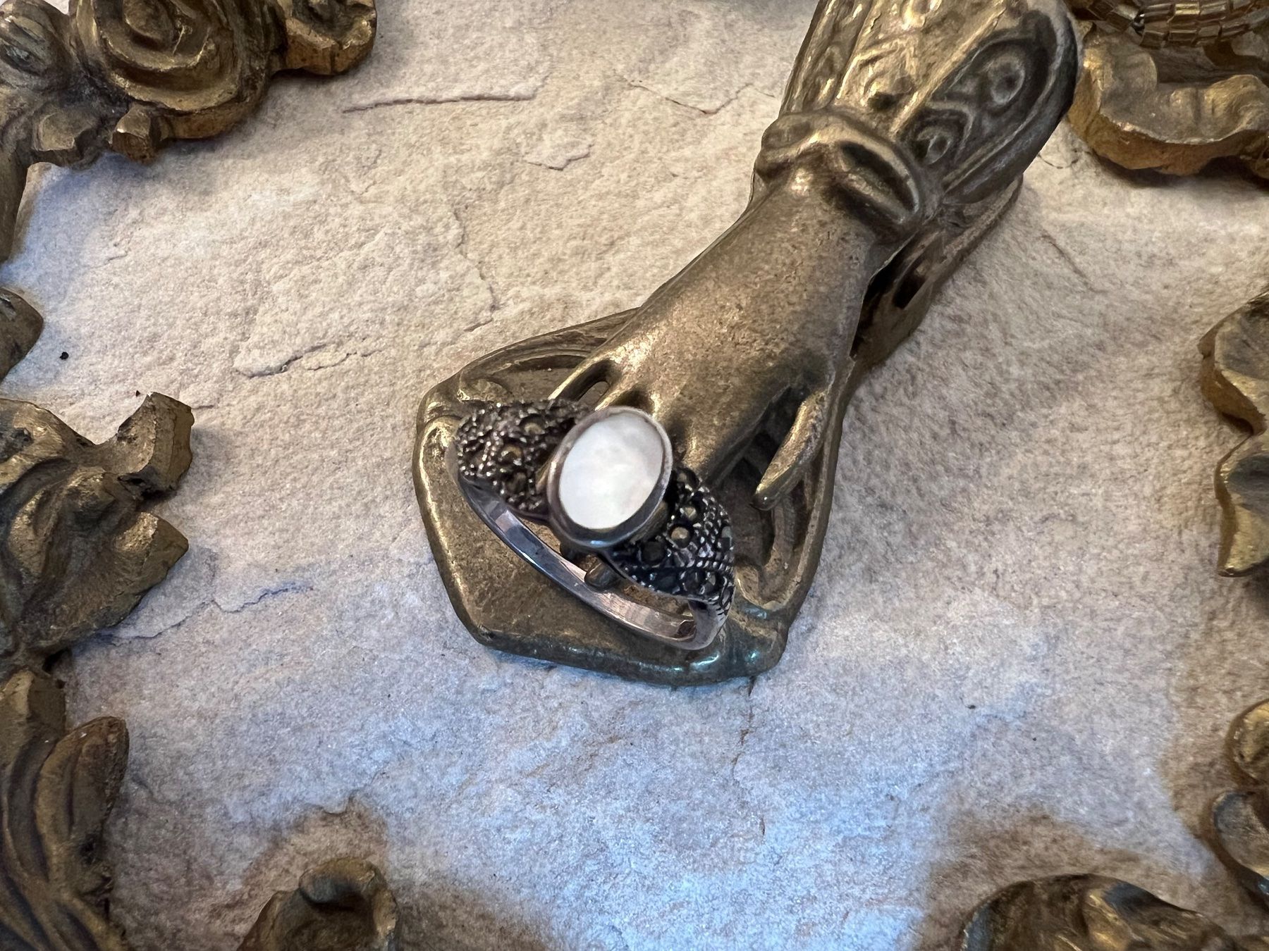 Ringe: Ring Silber Perlmutter Markasiten G 57,5 Vintage Jugendstil – Neu (gemäss Beschreibung) aus Bern von Jiffy 2