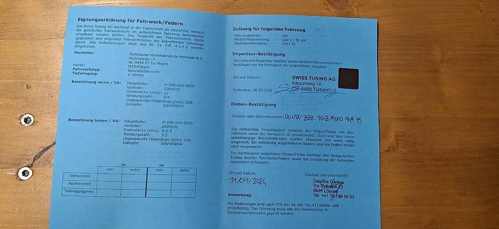 Volkswagen Tutti pezzi di ricambio auto: Assetto ghiera MTS Vw Golf 2 – Usato da Losone venduto da 143_Vintage 1