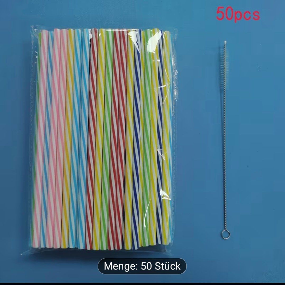 Set di posate: 50x Strohhalme Plastik, wiederverwendbar – Nuovo e nell'imballaggio originale da Baden venduto da rocket85