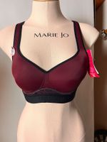 HUNKEMÖLLER, Sport-BH, Grösse 75B, Farbe Dunkelrot/Schwarz