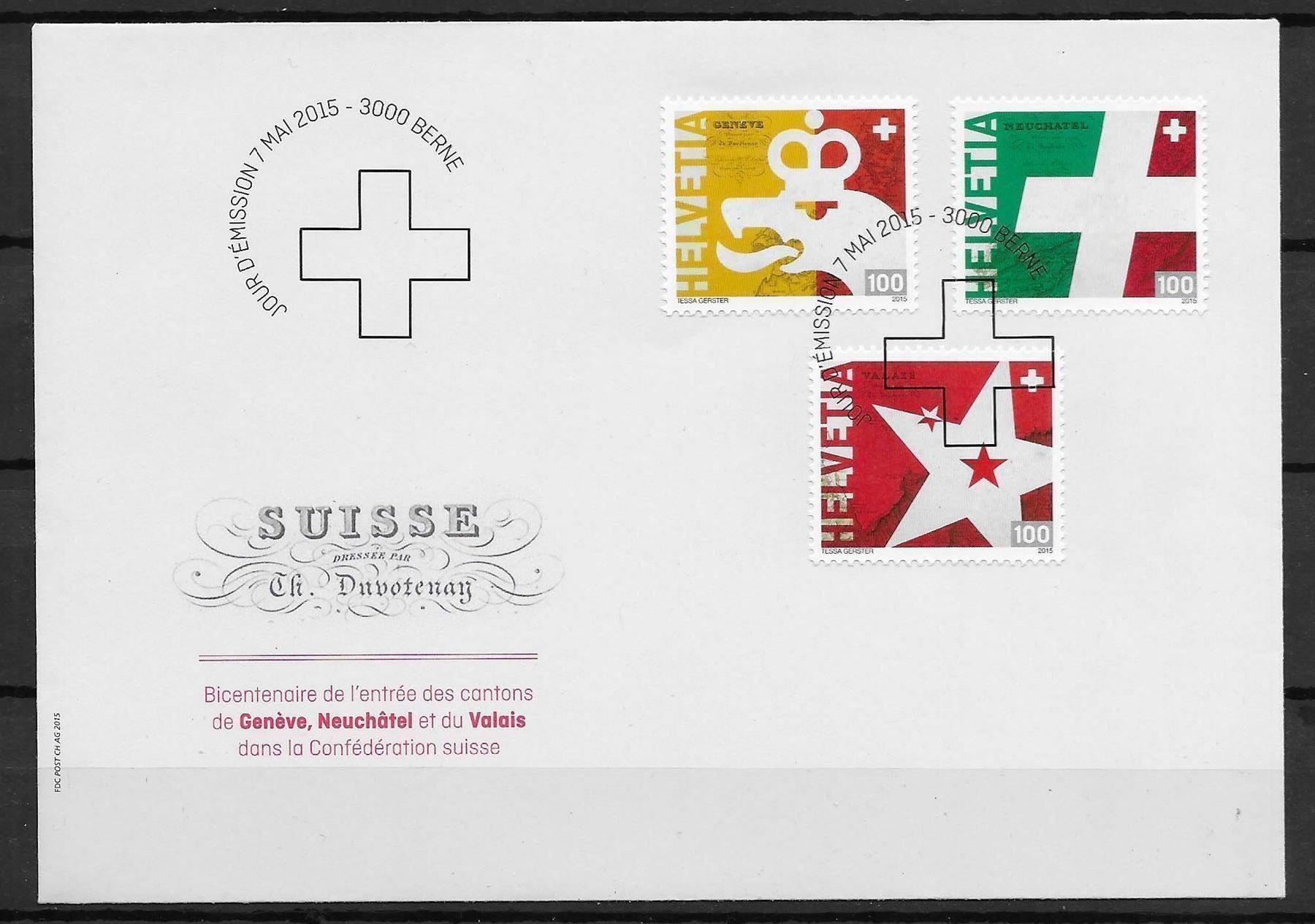 Tutti i francobolli: F1549 - FDC Genève, Valais, Neuchatel – Usato da Trélex venduto da Phil_Albert