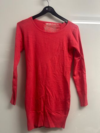 Pullover Rücken mit Spitze u. Kette, lang 1 Size Neu