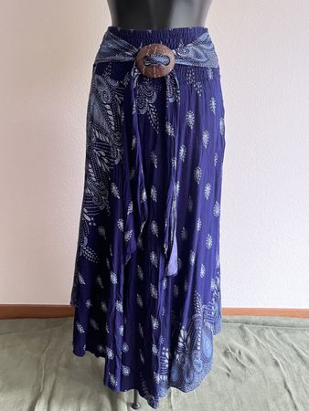 Langer Rock dunkelblau mit Paisley Muster Gr S-M