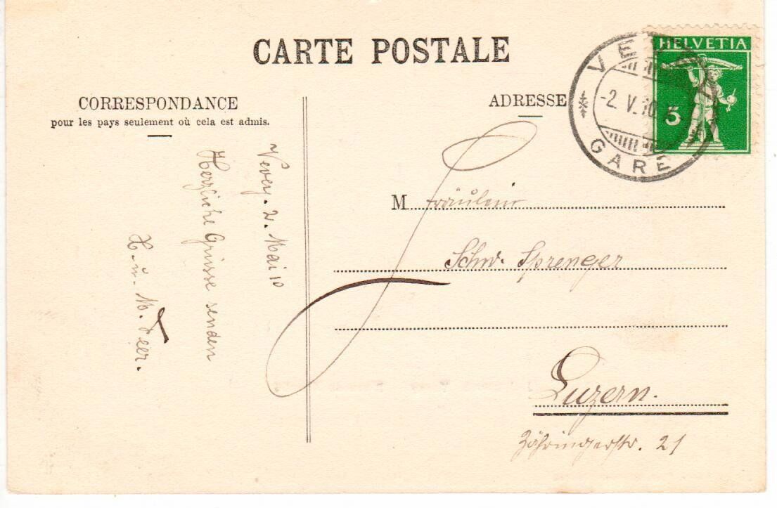 Ansichtskarten: Vevey Place du Marché 1910 – Gebraucht aus Wolhusen von Curver9 1