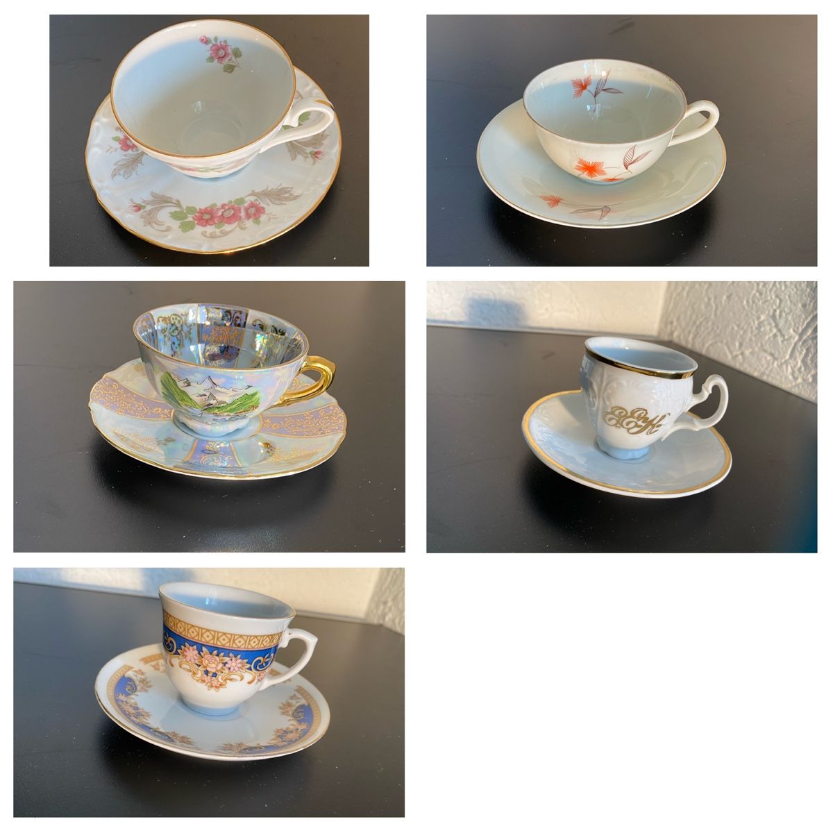 Tassen: 5 Mocca Tassen mit Unterteller, Vintage, 5 Stk. – Gebraucht aus Flawil von sonnengeist