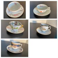 5 Mocca Tassen mit Unterteller, Vintage, 5 Stk.