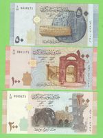 Syrien Banknoten Set, 50, 100 & 200 Syrische Pfund, Top!