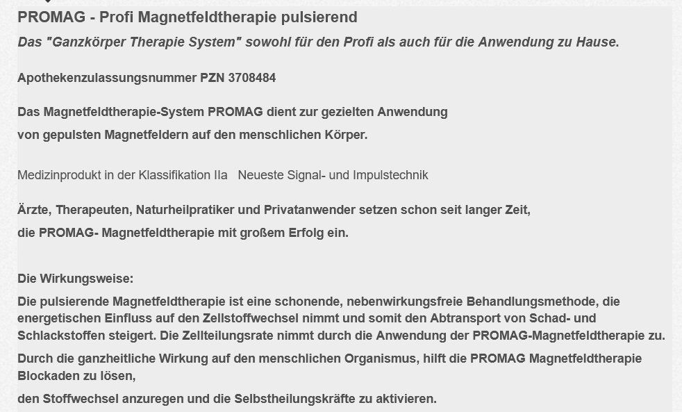 Attrezzature mediche: Promag Magnetfeldtherapie-Matte – Usato da Therwil venduto da Danielle7 2
