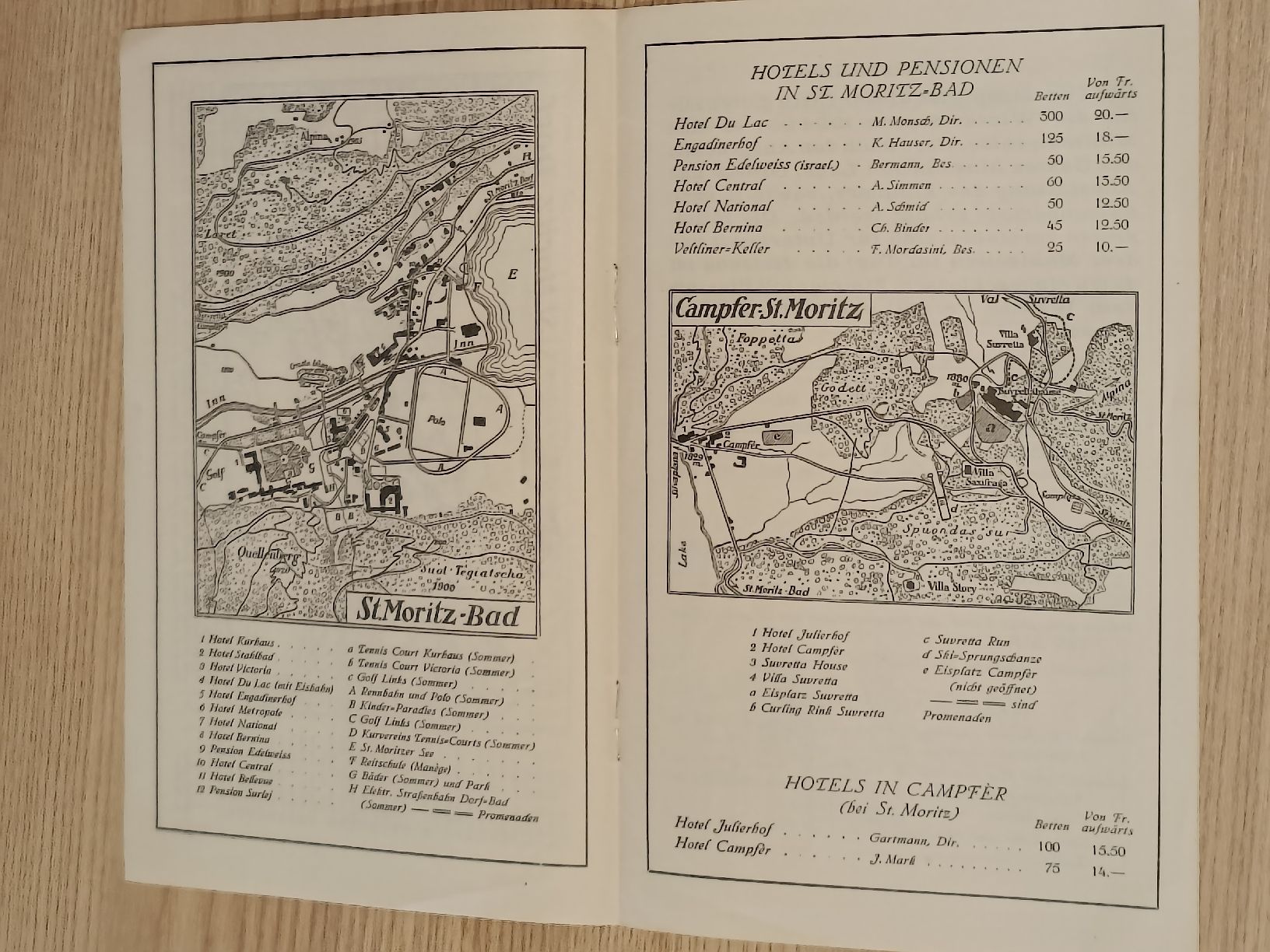 Documenti: Alter Prospekt / St Moritz Preisliste Hotels & Pension 1925 – Usato da Brugg AG venduto da Ente015 2