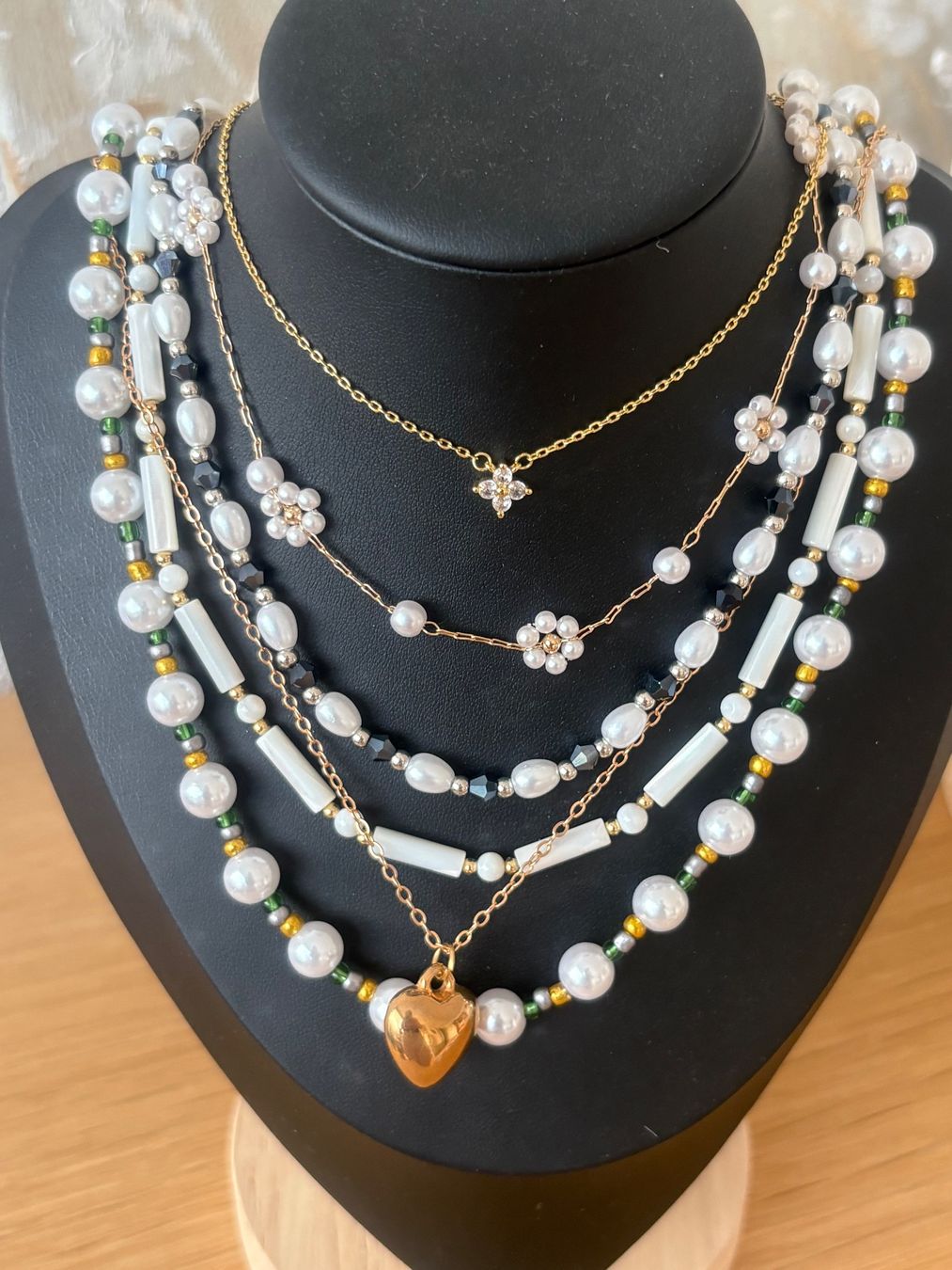 Ohrringe & -stecker: Luxus Elegante Set Kette Farbe:Gold Kunstperlen – Neu (gemäss Beschreibung) aus Biel-Bienne von Roserosse13