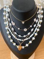 Luxus Elegante Set Kette Farbe:Gold Kunstperlen