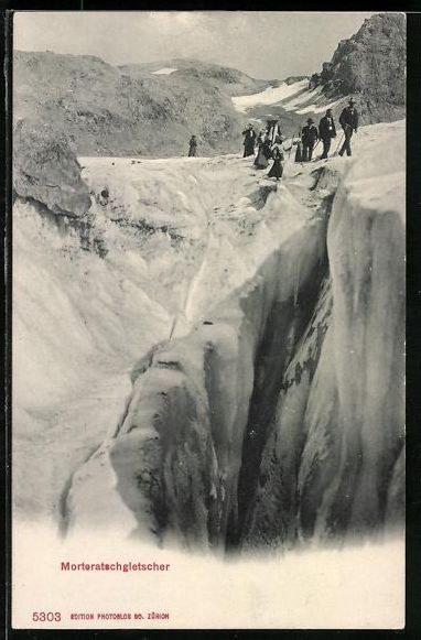 Cartoline postali: Morteratschgletscher, Bergsteiger im Obe – Usato da Berlin venduto da bartko-reher