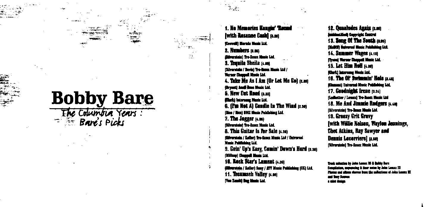 CD: CD - BOBBY BARE The Columbia Years - Bare's Picks – Nuovo (secondo la descrizione) da Morges venduto da evnocha3 4