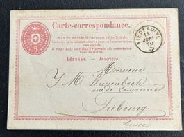 Postkarte Fingerhutstempel Niederwil 1872