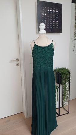 Kleid Damen grün Spitze Falten Lang Grösse 42