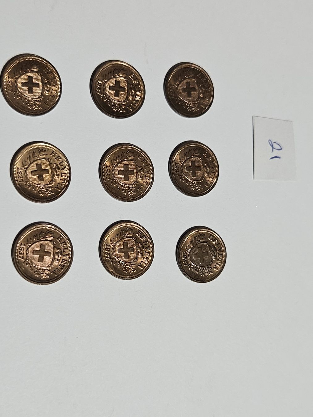 Tutti le monete: 1 Rappen 1937, 9 Stk. – Usato da Pfäffikon ZH venduto da Melibol 1