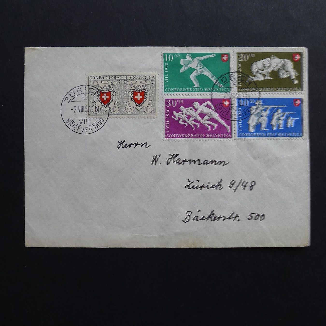 Tutti i francobolli: 1950 Satzbrief Nr. B46-B50 – Usato da Dagmersellen venduto da wyss1982