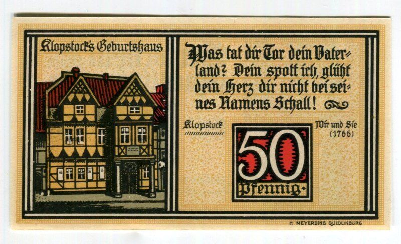 Banconote: Notgeld "50 Pfennig. Quedlinburg 1921" – Usato da Basel venduto da Butsch5 1