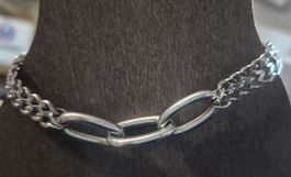 Bracciale Argentato Maglia Link e Tessuta