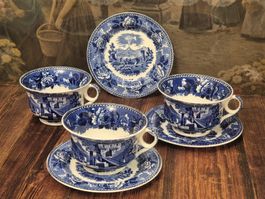 Wedgwood "Landscape" – 3 Teetassen mit Untertassen – England