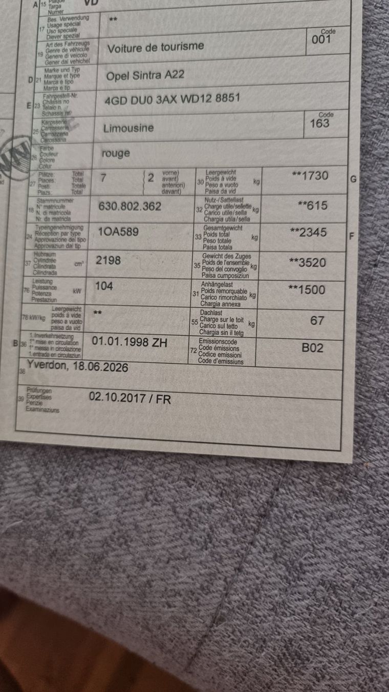 Opel Autos: Opel Sintra 2.2 16V – Gebraucht aus Yverdon-les-Bains von bra_8m6r 5
