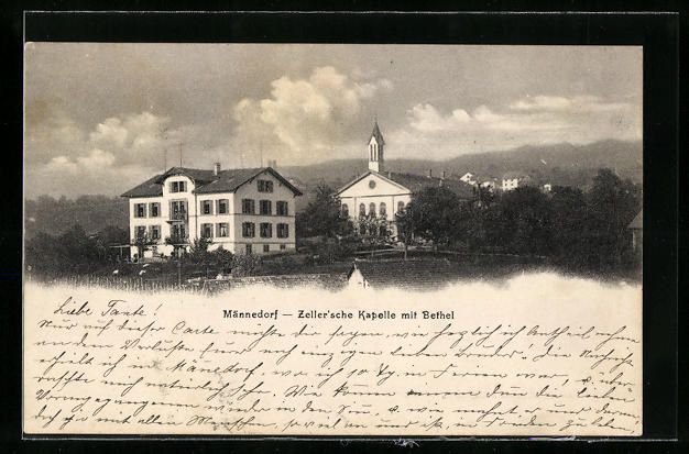 Cartoline postali: Männedorf, Zeller'sche Kapelle mit Beth – Usato da Berlin venduto da bartko-reher
