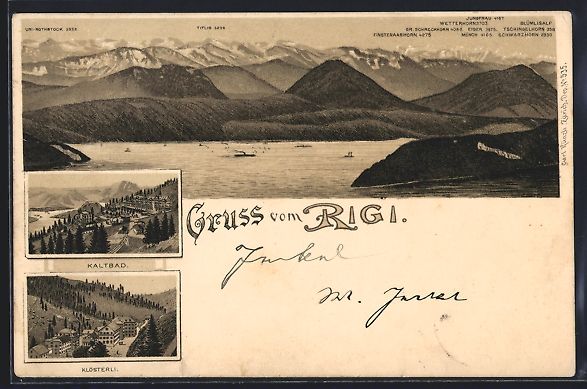 Ansichtskarten: Litho Rigi-Kaltbad, Seeblick mit Bergpan – Gebraucht aus Berlin von bartko-reher