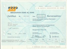 Aktie. Damalige Bergbahnen Flims