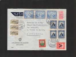 Air Mail Kolumbien ( Schweizer Konsulat) - Lausanne , 1950