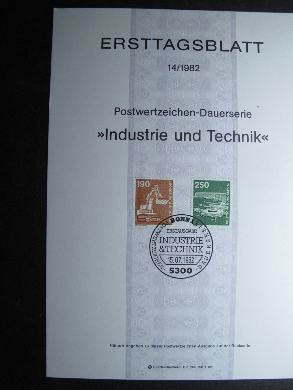 Tous les timbres: BRD 1982 /14 Industrie & Technik III ETB – D'occasion à Wil SG par fva01