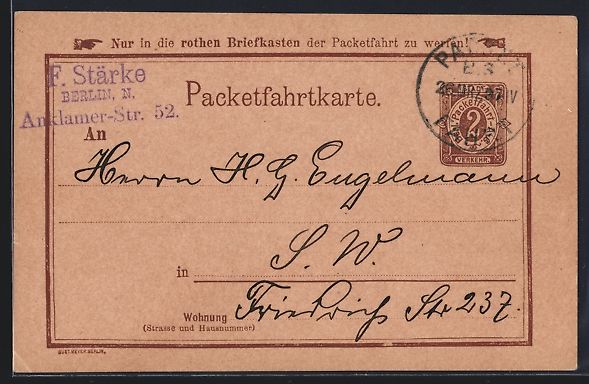 Ansichtskarten: Berlin, Berl. Packetfahrt-A.-G., Private – Gebraucht aus Berlin von bartko-reher
