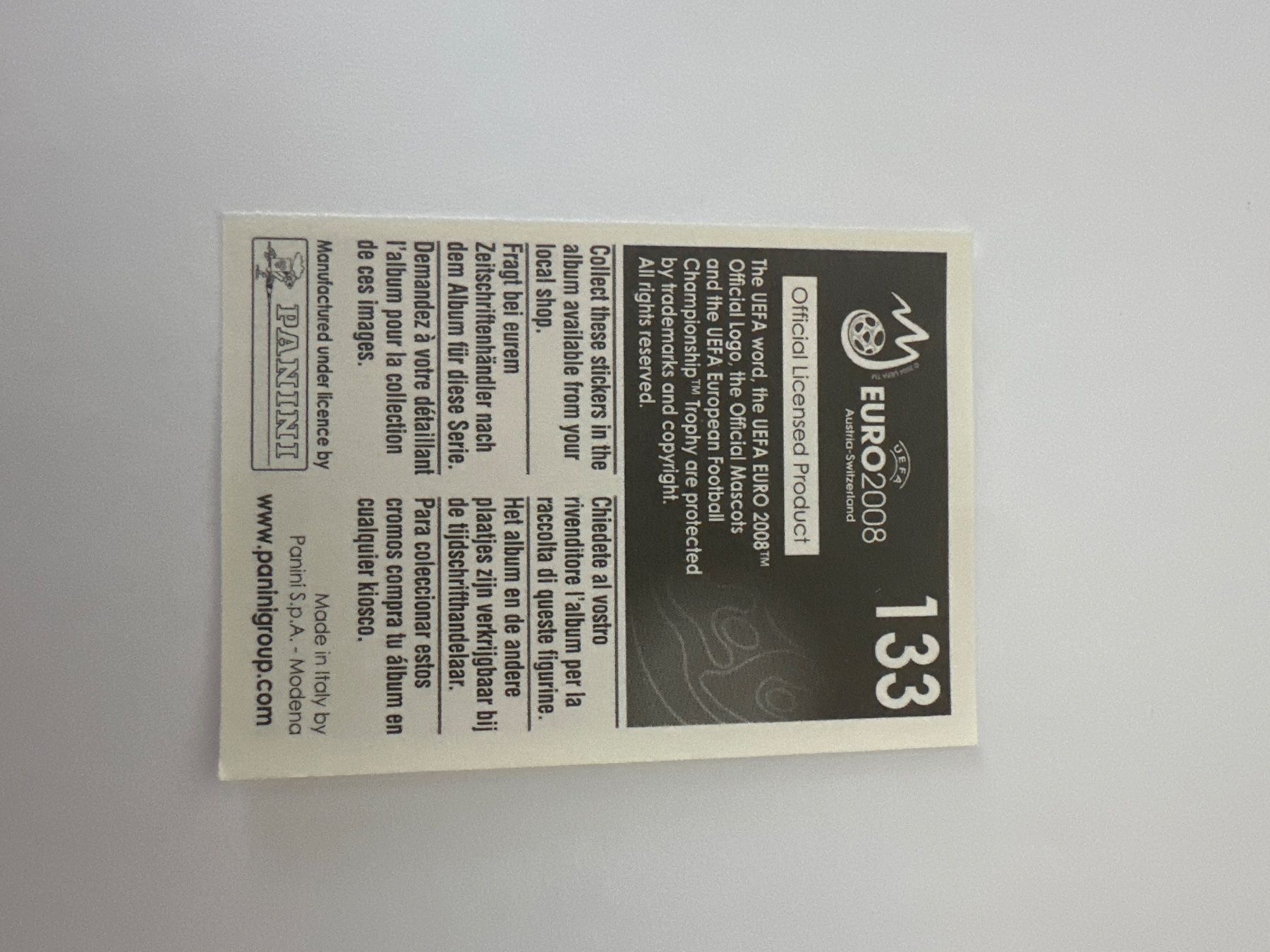 Panini Cartes à collectionner: Panini UEFA EM 2008 Sticker - Nr. 133 – D'occasion à Sulz AG par DealWerk 1