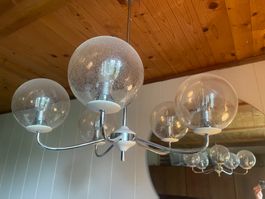 Space Age Design Deckenlampe Kronenleuchter Chromstahl/glas