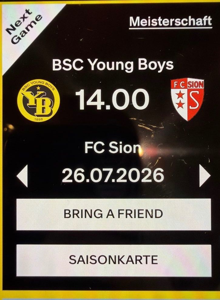 Biglietti: BSC YB vs. Fc Sion – Usato da Bremgarten b. Bern venduto da Johnny_XL